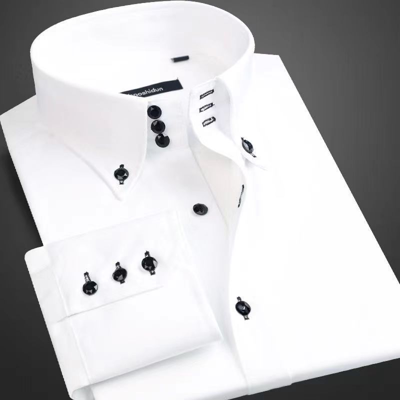 Korean Men Formal Wear - Chemise habillée pour hommes col boutonné