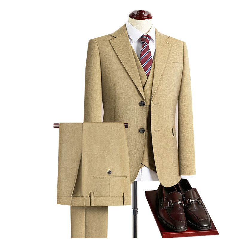 Khaki Formal Wear Men - Ensemble de costume homme 3 pièces