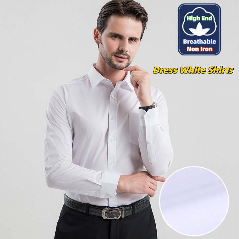 High End Men'S Formal Wear - Chemises blanches pour homme d'affaires, manches