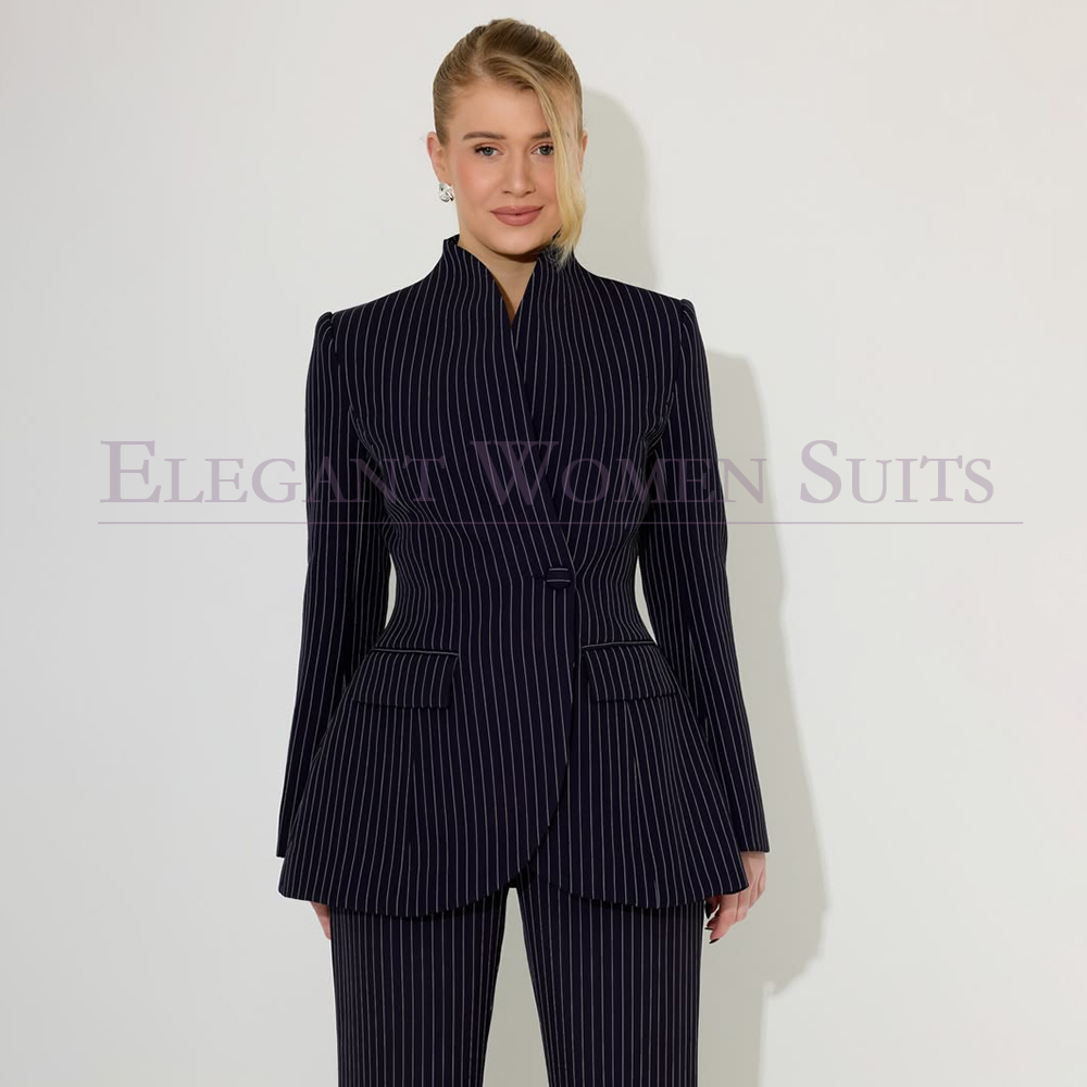 Men Formal Wear All Black - Costume homme noir à rayures fines,