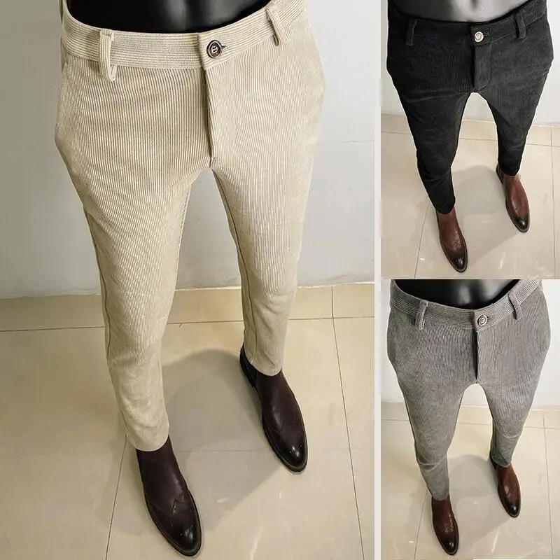 Men'S Formal Wear In Winter - Automne hiver épaissi laine costume pantalon