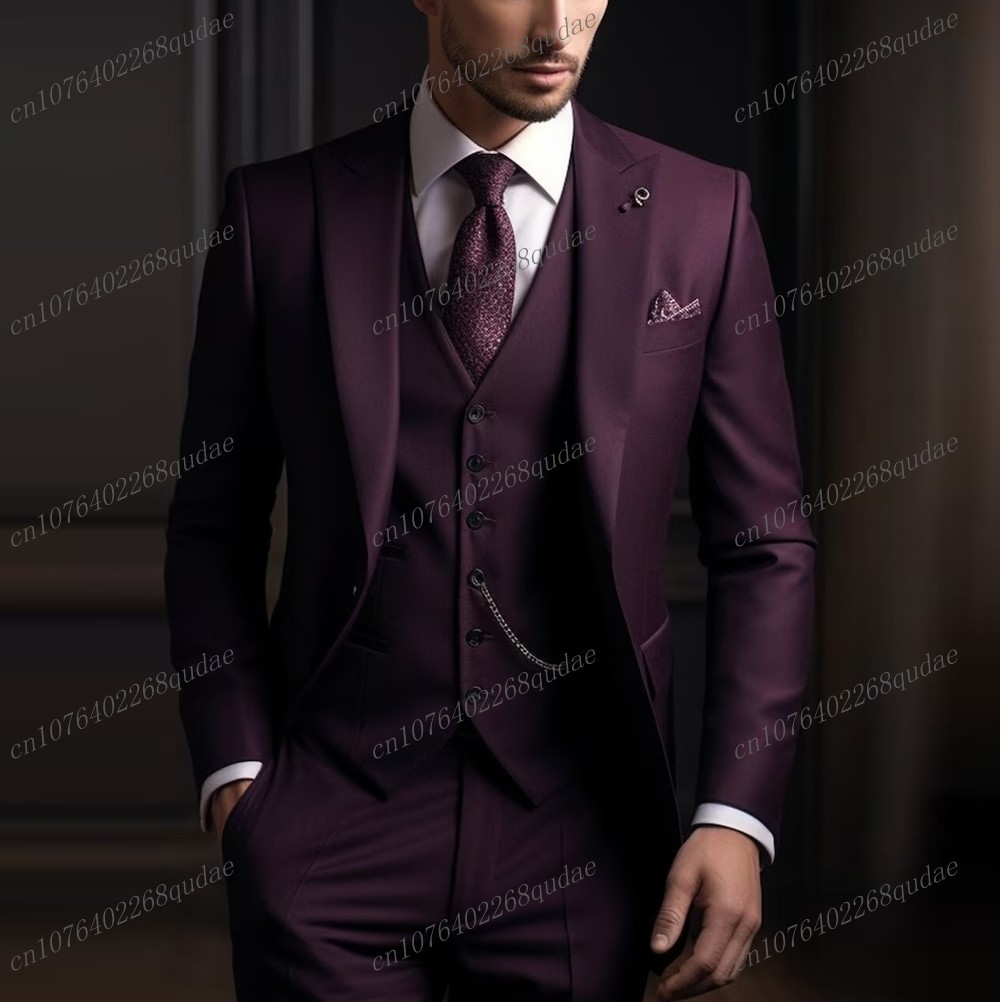 Men Formal Wear Purple - Costume de mariage formel pour homme,
