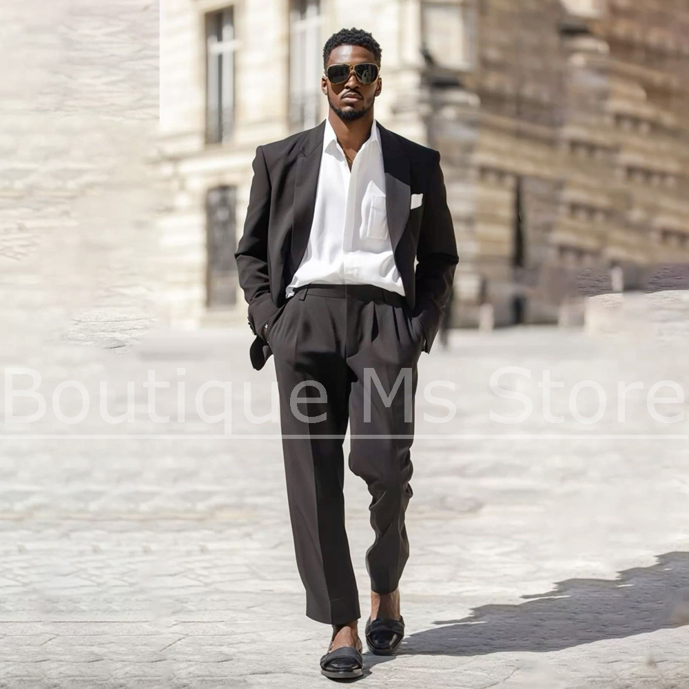 Men Formal Wear Brown - Costume Homme Marron Foncé 2 Pièces