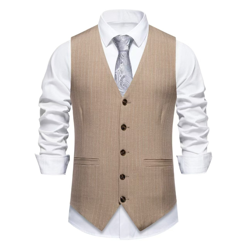 Gilet de costume à rayures rou - Khaki Formal Wear Men avis et prix