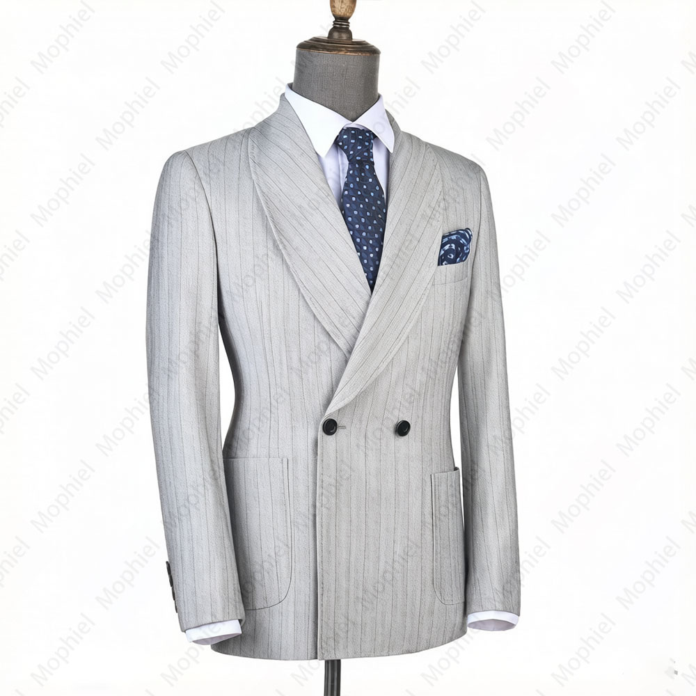 Costume homme gris clair Mophi - Men Formal Wear Wedding avis et prix