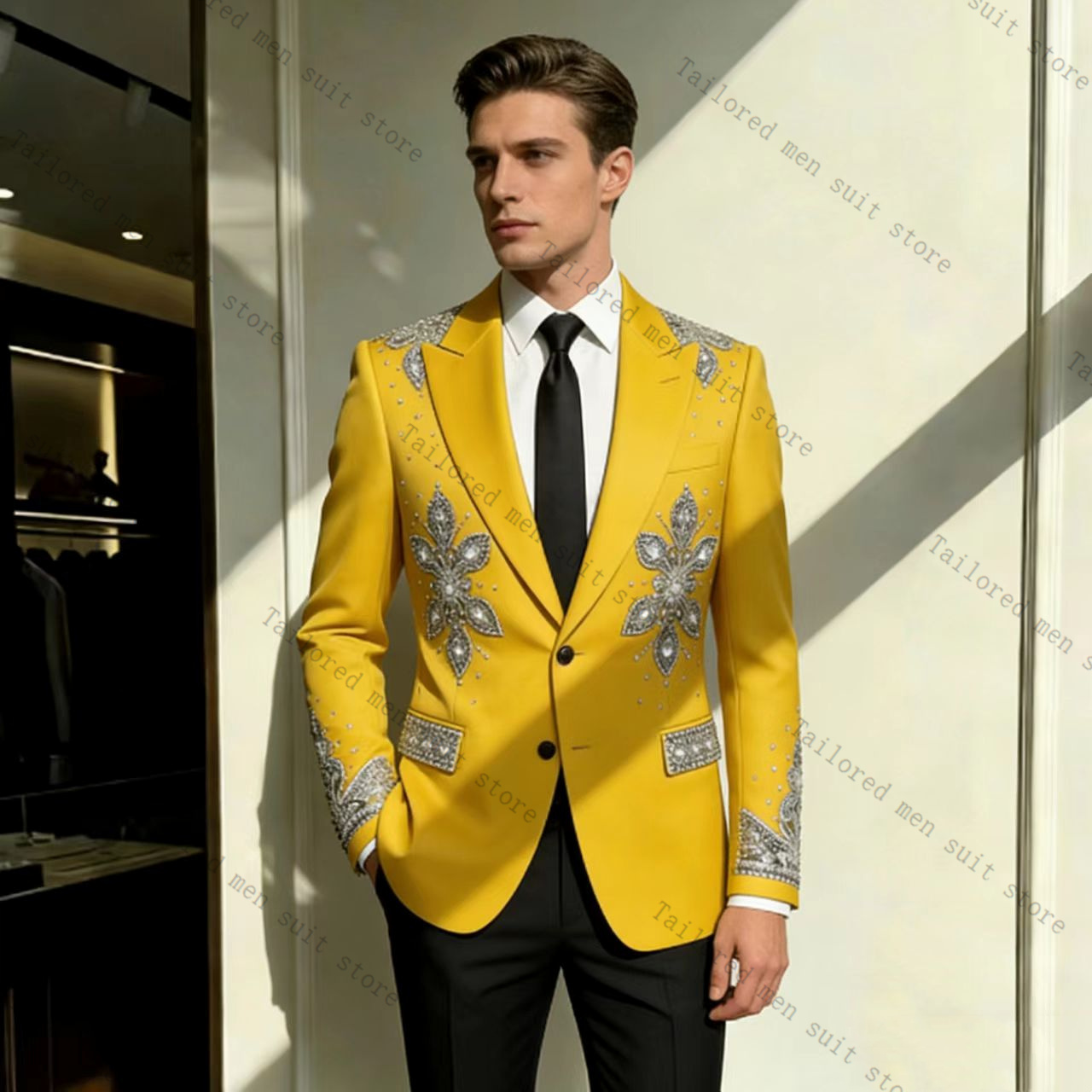 Ensemble de costumes jaunes po - Formal Wear For Men Yellow avis et prix