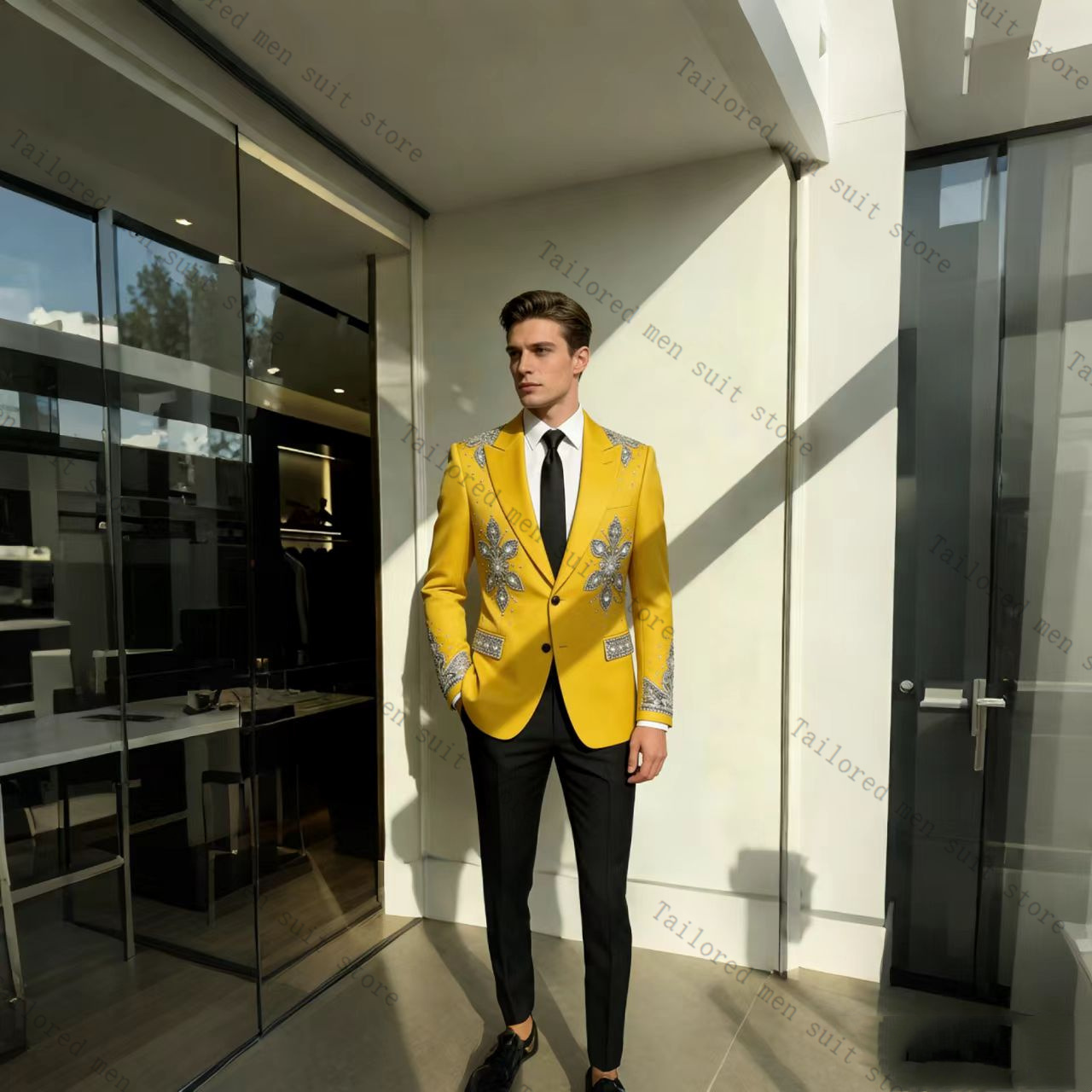 Ensemble de costumes jaunes po - Formal Wear For Men Yellow avis et prix
