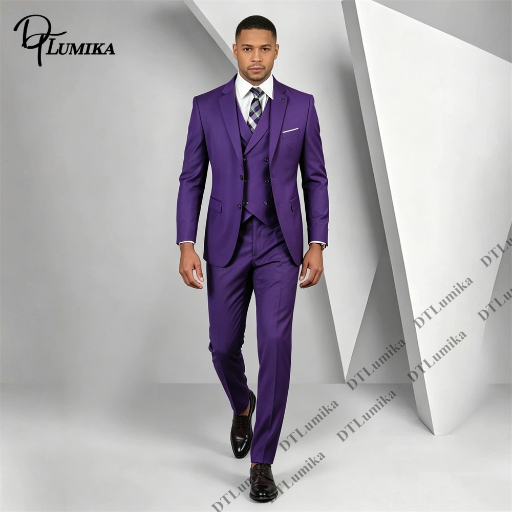 Costume 3 pièces violet pour h - Men Formal Wear Purple avis et prix