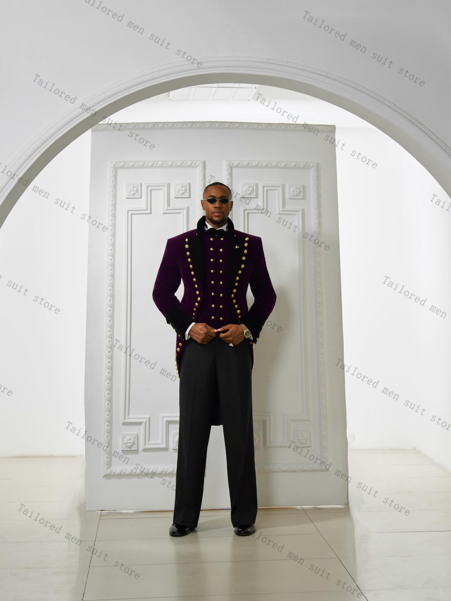 Ensemble de costumes et pantal - Men Formal Wear Purple avis et prix