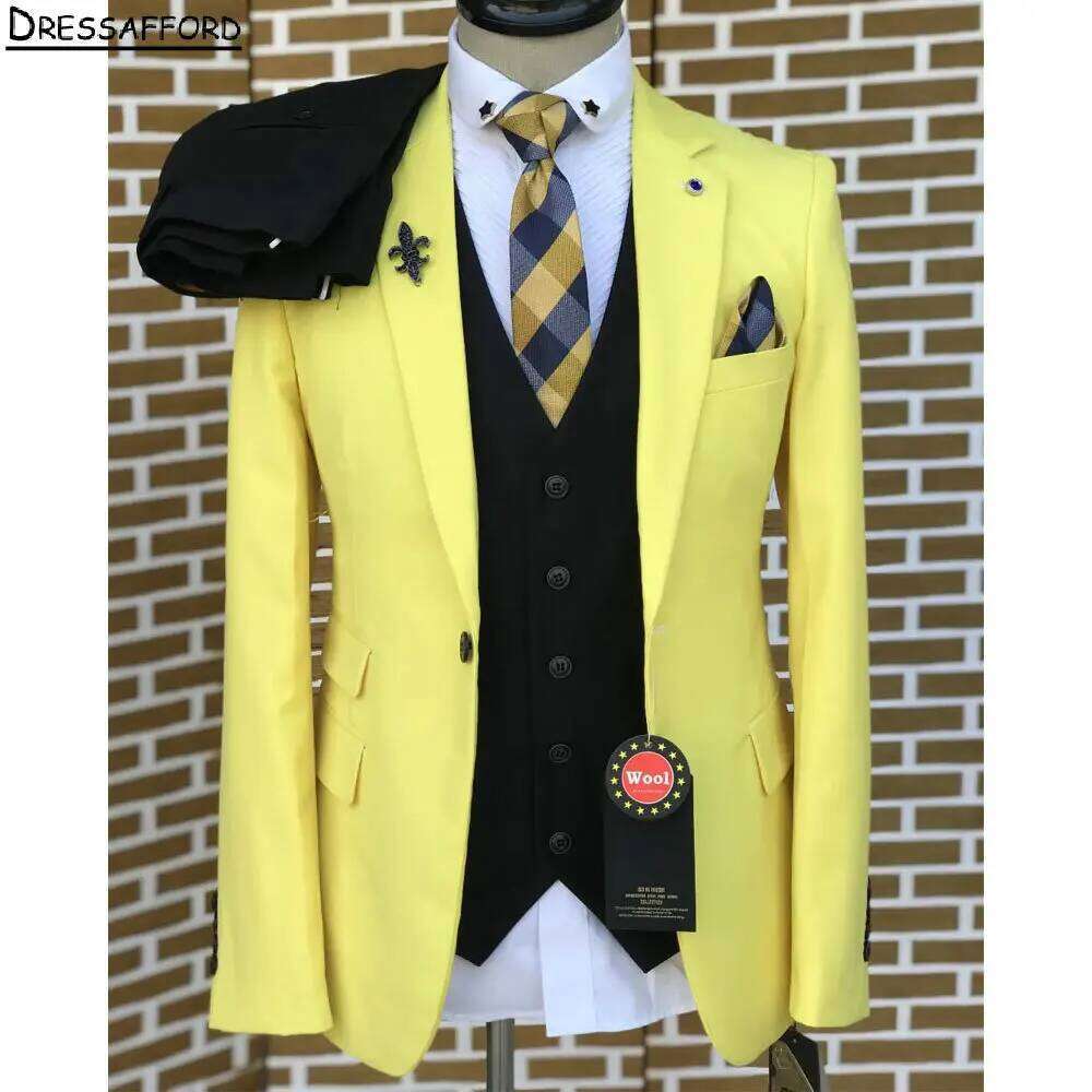 Costume de mariage jaune éléga - Formal Wear For Men Yellow avis et prix