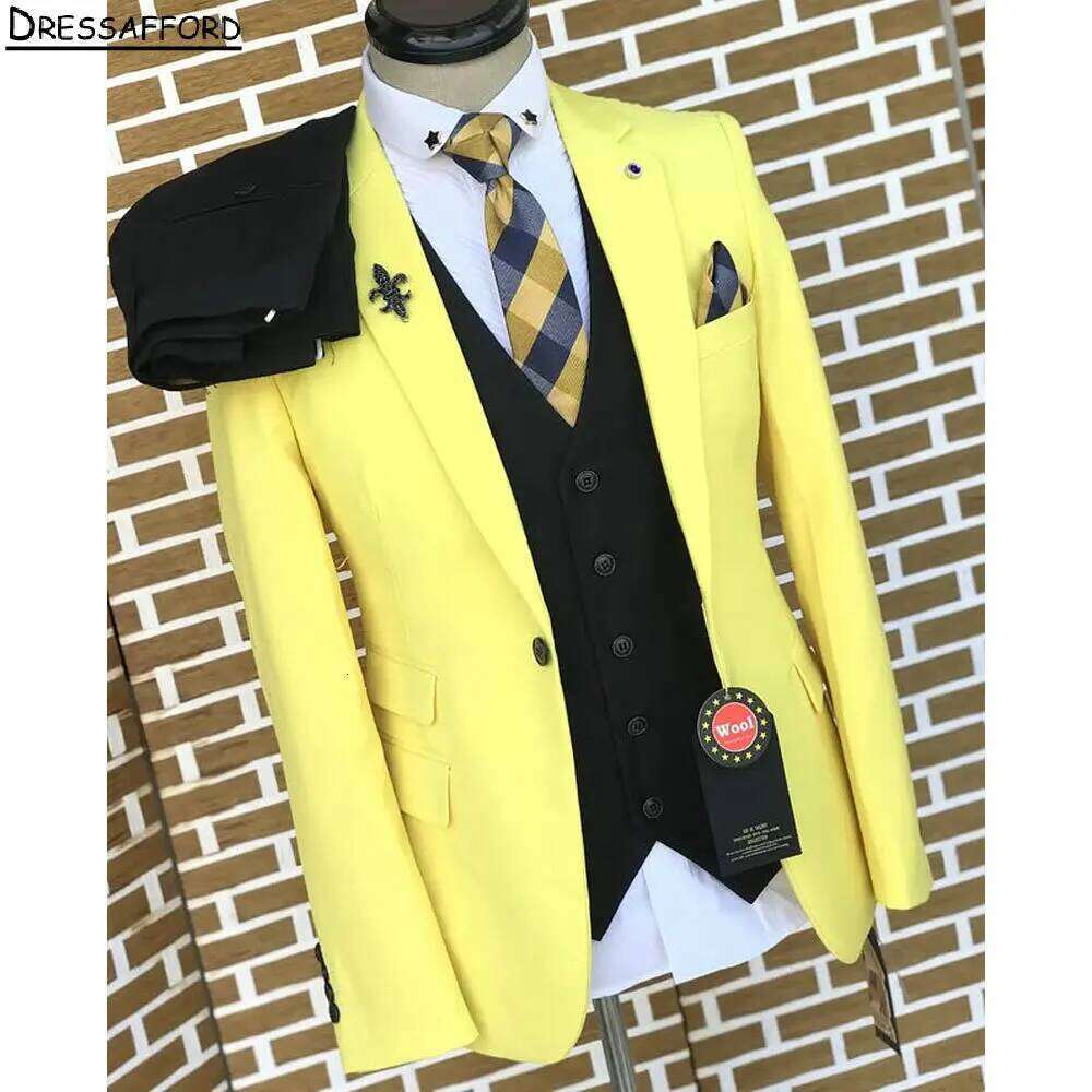 Costume de mariage jaune éléga - Formal Wear For Men Yellow avis et prix